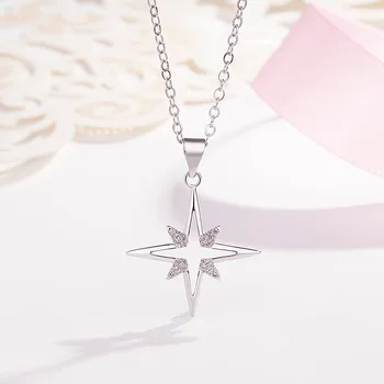 Kórejský jednoduché šťastie four-leaf clover prívesok clavicle reťazca žena temperament wild snowflake náhrdelník šperky
