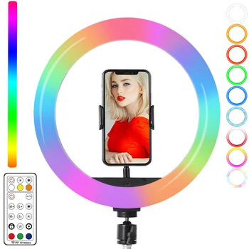 LED RGB Selfie Krúžok Svetlo LED Okrúhle Svetlo, Krúžok na Čítanie s Statív Pre Tik Klop Youtube VK Mobilný Telefón Fotografie Hoop Krúžok svetlá