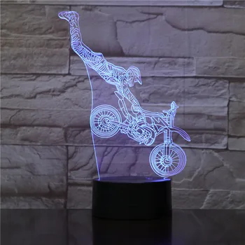 LED Svetlo Motocykel 3D Ilúziu, Lampy, Nočné Osvetlenie Deti Darčeky Cestovanie so suvenírmi stolná Lampa Spálňa Decor Dieťa Spí Svetlá