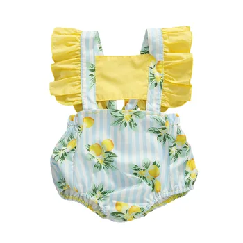 Letné Batoľa Novonarodené Dieťa, Chlapec, Dievča Oblečenie cukríky citrón Prehrabať Jumpsuit Kombinézu Sunsuit Oblečenie