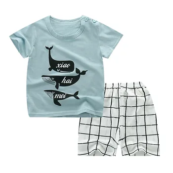 Letné detské Pyžamo Sady Bavlna Krátke Rukávy, Baby, Dievčatá Oblečenie Vyhovovali Cartoon Sleepwear Deti Pyžamá Enfant Chlapci Pyžama