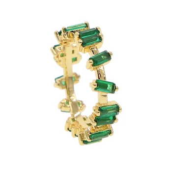 Ležérny Štýl pozlátené módne zelená farba bar večnosti kapela krúžky námestie bageta cz zásnubné prstene pre ženy kúzlo šperky