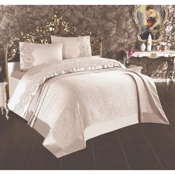 Luxusná posteľná bielizeň Nastaviť Výšivky Saténová Posteľná Bielizeň Bavlna prehoz cez posteľ Prehoz Deka Jacquarted Obliečky Kryt obliečka na Vankúš 6pcs