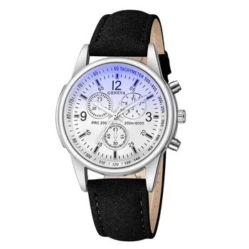 Luxusné 2021 Pánske Quartz hodinky Módne Faux Kožené Blue Ray Sklo Analógový Kúzlo Hodinky reloj hombre deportivo A4