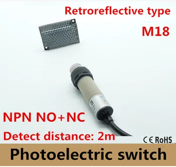 M18 Retroreflective typu NPN NO+NC DC 4 vodiče optické prepínanie Infračervené fotobunky snímač s zrkadla reflektor vzdialenosti 2 m