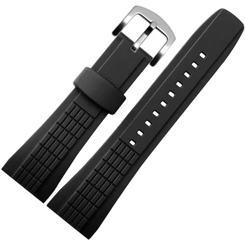 MERJUST 26mm Guma Silikónová Watchband Čierne Hodinky Remienok Pre SEIKO 7T62-OHTO Náramok S prackou