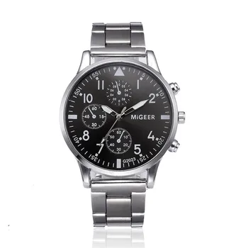 MIGEER pánske hodinky top značky luxusné Módne Crystal z Nerezovej Ocele, Quartz Analógové Náramkové Hodinky Náramok A3