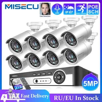 MISECU 8CH 5MP POE kamerovým Systémom Tvár NVR Záznam Exteriérový Vodotesný IP Kamera Audio Záznam Home Video Dohľad Auta