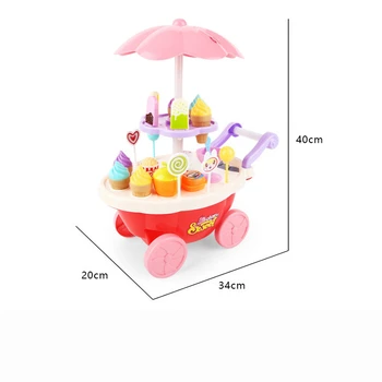 Mini Simulácia Vozíka Candy Auto Ice Cream Shop, Supermarket Predstierať, že Hrať Hračky pre Deti, Svetlo, Hudba Deti, Dievčatá, Hračky, Darčekové