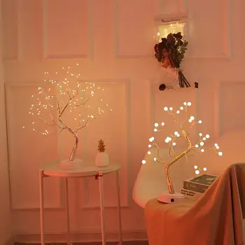 Mini Vianočný Stromček Lampa Pre Domáce Spálňa Decor DIY Pobočiek Ploche Bonsai Strom LED Rozprávkových Svetiel Domáce Dekorácie Svetla