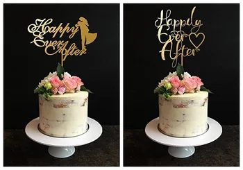 Mirror Gold Šťastne Svadobnú Tortu Vňaťou Nevesta a Ženích Vňaťou Svadobné Dekorácie Cake Zdobenie Akrylových
