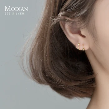 Modian Trendy 925 Sterling Silver Geometrické Vlna Line Stud Náušnice pre Ženy Minimalistický Módne Náušnice Jemné Šperky Brincos
