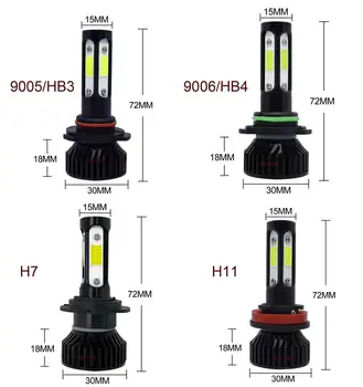 Muxall 2KS LED 16000LM Nové 4side Mini Auto Svetlometu Žiarovky H1 H7 H8 H9 H11 Svetlomety Auta 9005 HB3 9006 HB4 Auto Lampy 4300K