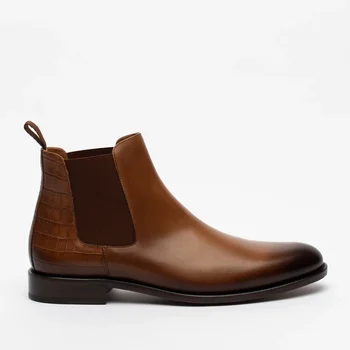 Muži Chelsea Boots Low-náklon Pošmyknúť na Kolo Prst Členok Obuv Pu Kožené sapatos para hombre zapatos de hombre F547