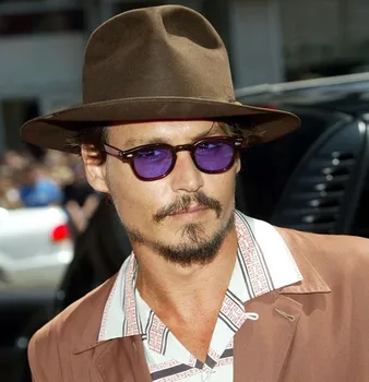 Móda Johnny Depp Štýl Kolo Jasné Slnečné Okuliare Tónované Šošovky Dizajn Značky (Strana Zobraziť Slnečné Okuliare Oculos De Sol