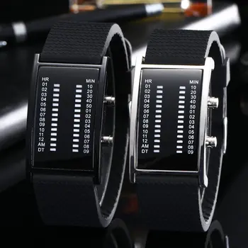 Móda Muži Ženy Luxusný Pár Modelov náramkové hodinky Výbuchy Silikónové Dvojradu Llights Binárne LED Elektronické Hodinky Hodiny
