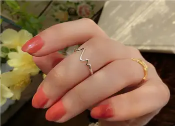 Módne Jednoduché Otvoriť V-krúžok Anti-alergie kórejský 925 Sterling Silver Šperky Vlna Typ Temperamentu Krúžky