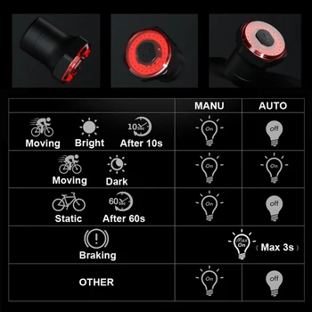 NEWBOLER Požičovňa indukčné zadné svetlo Auto-Start/Stop MTB Bike LED Svetlo, Nepremokavé Cyklistické Zadné Svetlá USB Nabíjanie 24h pracovný Čas