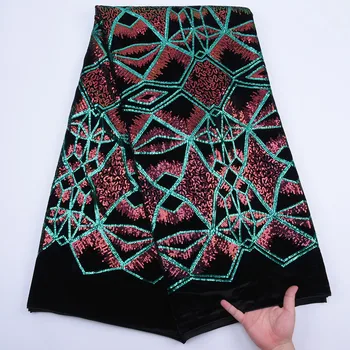 Najnovšie Afriky Čipky Textílie 2019 Vysoko Kvalitnej Čipky Sequin Čipky Textílie Nigérijský Francúzsky Nežnej Čipky Látky Na Šaty Y1767