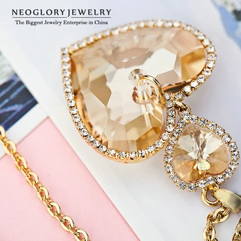 Neoglory Rakúsko Crystal Drahokamu Zapojenie Bridesmaid, Šperky Nastaviť Svetlo Žltá Zlatá Farba Svadobné Šperky Značky 2020 Nové He1