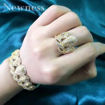 Novota Luxusné Koruny Luxusné Svieti CZ Zircons Náramok Prsteň Svadobné Svadobné Dubaj Šperky Set pre Ženy
