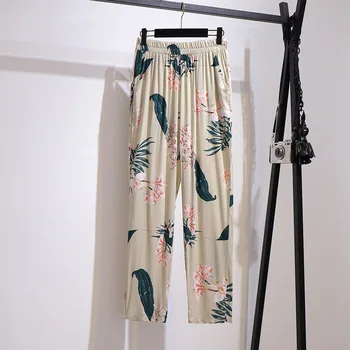 Nová jar, jeseň plus veľkosť pyžamo sady pre ženy veľké voľné kvetinový tlač bavlna long sleeve domov nosiť obleky 4XL 5XL 6XL 7XL