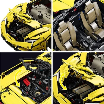 Nové LepinBlock 3899pcs Žltá Lamborghining Kompatibilné Technic 42115 Buidling Kvádrov, Tehál, Vzdelávacie Hračky, Vianočné Darčeky