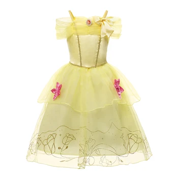Nové Šaty 2020 pre Dievčatá Belle Princess Party Šaty Kráska a Zviera Cosplay Kostýmy Deti Narodeniny, Karneval, Maškarný