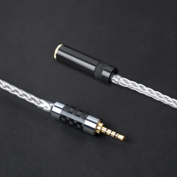 OKCSC 2,5 mm, Vyváženie Mužskej Rozhranie 4 Pólmi Zase na 3,5 mm Jack Samica Adpter Kábel 8 Jadro Jeden Pozlátené Striebro Audio Drôt