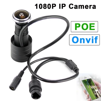 Onvif 1080P POE Vnútorné Sieťové IP Kamery Dvere Očné Jamky, H. 264 1.78 mm Objektív širokouhlý 140Degree Mini Peephole IP kamery