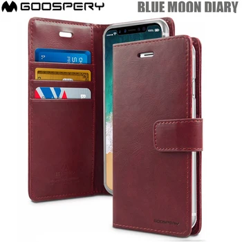 Originál Ortuťové Goospery Blue Moon Denník Kožené Magnet Flip Peňaženky puzdro Pre iPhone XS XR Xs MAX