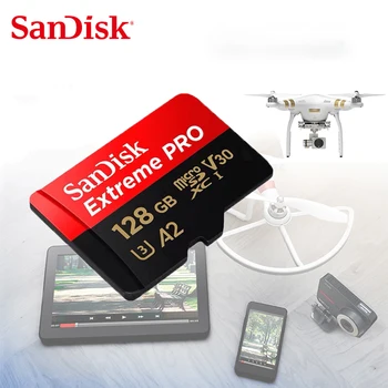 Pamäťová Karta SanDisk Extreme Pro Micro SD Kartu 64GB 128 gb kapacitou 256 GB microSDXC U3 V30 A2 pamäťovej Karty Až Do 170MB/s pre Fotoaparát Drone