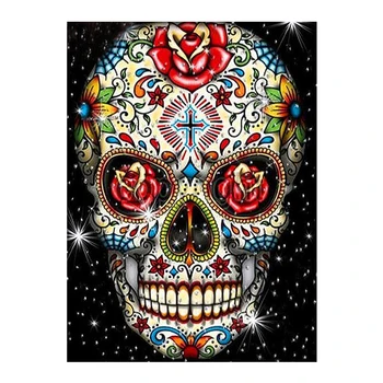Plný Vrták Mexiko Lebky Deň mŕtvych Kolo drahokamu Diamond Maľovanie 5D DIY Výšivky Mozaiky Cross Stitch Auta Darček Decor