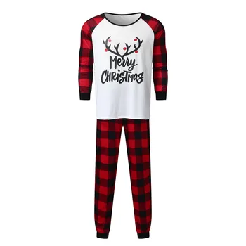 #Písmeno 2020 Vianočné Pyžamá Tlač Červené Čierne Kockované Nohavice Vianoce, Rodina, Oblečenie, Pyžamá Pár Pijamas De Navidad Oboznámení Пижама