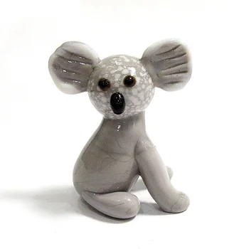 Remeslá miniatúrne Sivá murano skla fox figúrka roztomilé zviera malé socha Ornament darček pre dieťa Domova kúzlo Príslušenstvo