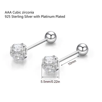 Roztomilé Malé 3D Kolo CZ Loptu 925 Sterling Silver Závrtná Náušnice Pre Ženy, Dievčatá Dieťa Deti Šperky Orecchini Aros Aretes
