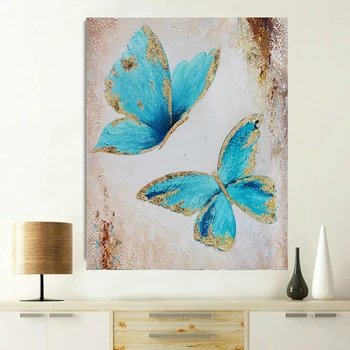 Ručne Maľované Abstraktné Umenie Modrý Motýľ, olejomaľba Na Plátne Umenie, Nástenné Maľby Na steny v Obývacej Izbe obrázky Domáce Dekorácie