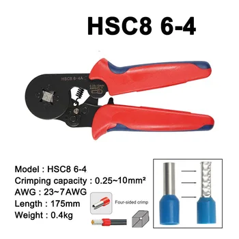 Rúrkové terminálu kliešte náradie mini elektrických klieští HSC6-4A/6-4 0.8-10mm2 23-7AWG 0.25-6mm2 vysokou presnosťou clamp nastavené