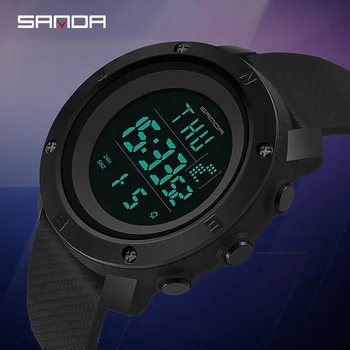 SANDA Muži Móda, Šport, Hodinky, LED Digitálny 50M Vodotesné Hodinky 2019 Luxusné Značky Vojenské Náramkové hodinky Vonkajšie Športové hodinky