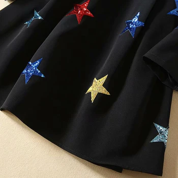 SEQINYY Čierne Šaty 2020 Jar Jeseň Nový Módny Dizajn, Dlhý Rukáv, Farebné Hviezdy Flitrami Mini Šaty Bežné Ženy