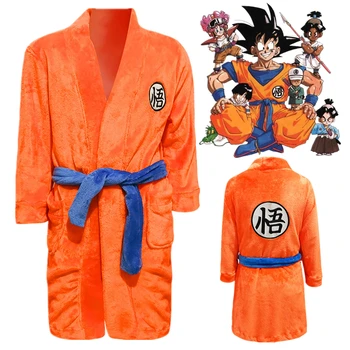 Son Goku Cosplay Kostým Deti, Dospelých Unisex Župan Plyšové Vaňa Župan Sleepwear Vzor Pyžamá