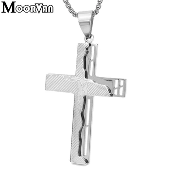 Strana elegantné kríž mens náhrdelníky christian šperky 55 cm reťaz z nerezovej ocele kríž chlapci darček friend,3 farby VP062