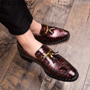 Strapec Obuv Muži Oxford Pánske Šaty Topánky Mokasíny Talianske Luxusné Mužov Strany Topánky Patent Kožené Módne Scarpe Uomo Classiche