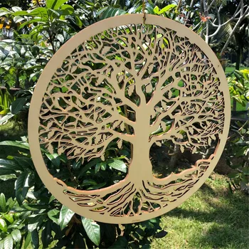 Strom Života Dreva Stene Visí Laserom Rezané Drevené Nástenné Art Posvätná Geometria Yoga Studio Jedinečné Ručné Duchovný Dar Domova