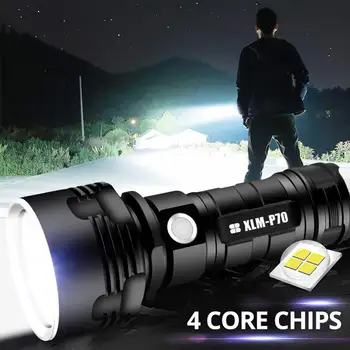 Super Výkonné LED Baterka L2 XHP50 Taktické Pochodeň USB Nabíjateľné Linterna Vodotesné Svietidlo s Extrémne Svetlé Svietidla, Camping