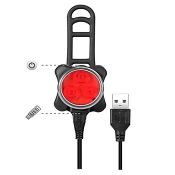 Svetlé Cyklistické Požičovňa Bicyklov 3 LED Hlavy Predné svetlo 4 režimy USB Nabíjateľné Chvost Klip Svetlo Lampy Nepremokavé