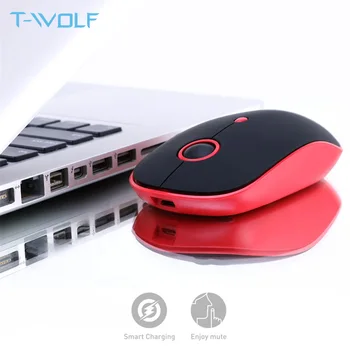 T-VLK Q10 Bezdrôtová Nabíjateľná Počítačová Myš 2,4 GHz Stlmiť Slim PC Myš Prenosné USB Optická Myš 1600 DPI pre Macbook/ Notebook