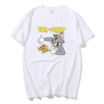 T shirt Mužov uviaznu v hrdle Myš Jerry dýchať Kocúr cartoon kawaii tričko lete Harajuku Bežné priateľ T-Shirt
