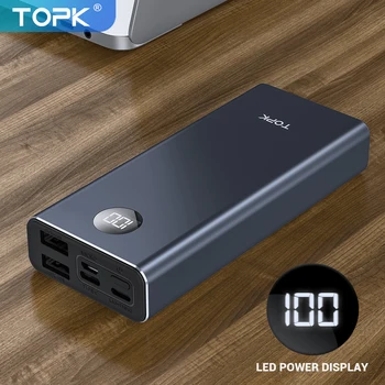 TOPK Power Bank 10000mAh LED Prenosné Nabíjačky PowerBank pre Xiao Mi 9 8 Externú Batériu PoverBank pre iPhone 11 8 Samsung