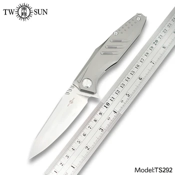 TWOSUN Nože 14C28N Čepeľ Skladací Vreckový Nôž Taktický Nôž Camping Nôž Vonkajšie Nástroj Prežitia Titán výchovy k DEMOKRATICKÉMU občianstvu, Plutvy TS292